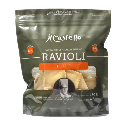 ravioli de pollo 450g transparent