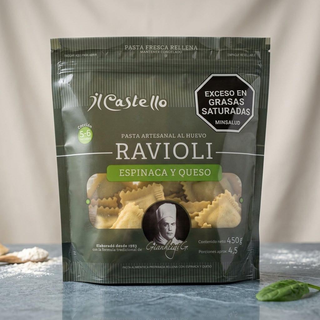 Bolsa de ravioli de espinaca y queso Il Castello