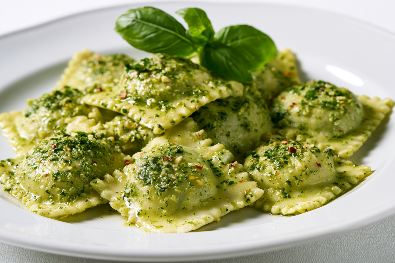 Ravioli 4 quesos al pesto